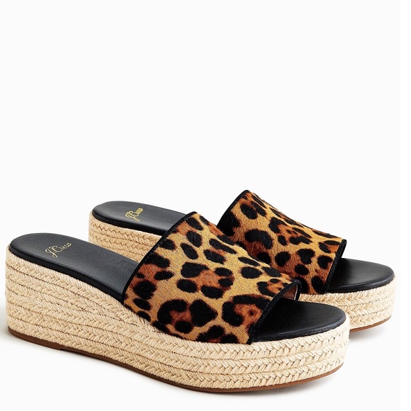 J. Crew Shoes - 🆕 {J. CREW} Leopard Calf-Hair Wedge Heel Sandals